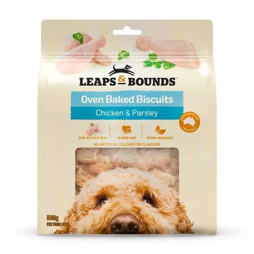 LEAPS AND BOUNDS Oven Baked Biscuits Chicken &amp; Parsley Dog Treat 500g