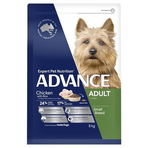 ADVANCE ADULT SMALL BREED CHICKEN WITH RICE DRY DOG FOOD 8KG