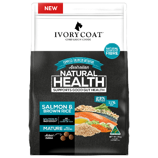 IVORY COAT Salmon &amp; Brown Rice Mature Dry Dog Food. 2.5kg