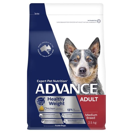 ADVANCE HEALTHY WEIGHT ADULT MEDIUM BREED CHICKEN WITH RICE DRY DOG FOOD 2.5KG