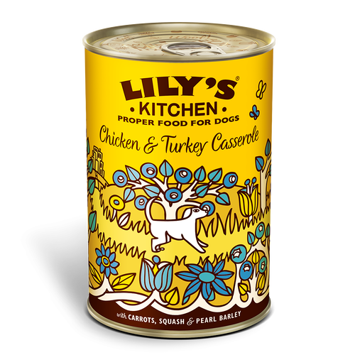 LILY'S KITCHEN Chicken &amp; Turkey Casserole Case of 12 Wet Canned Dog Food 400g