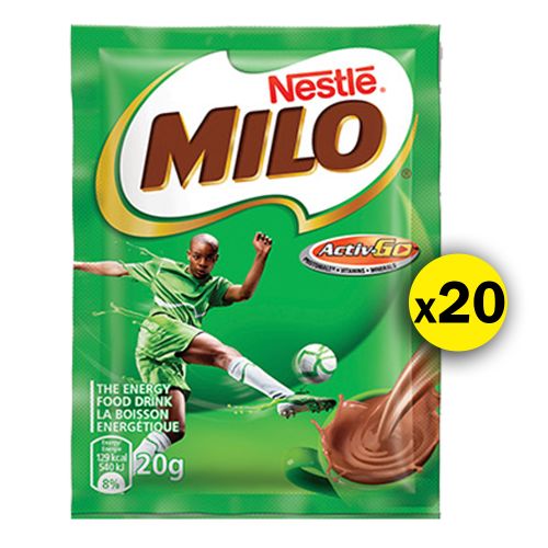 NESTLE MILO Energy Food Drink Sachet Roll of 10 x 2, 20g