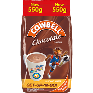 COWBELL Chocolate Instant Flavoured Milk Powder Refill 550g