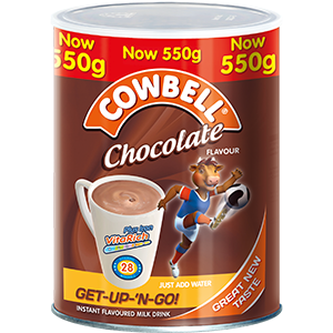 COWBELL Chocolate Instant Flavoured Milk Powder Tin 550g