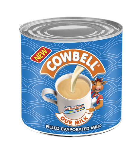 COWBELL Filled Evaporated Liquid Tin Milk 160g X 12