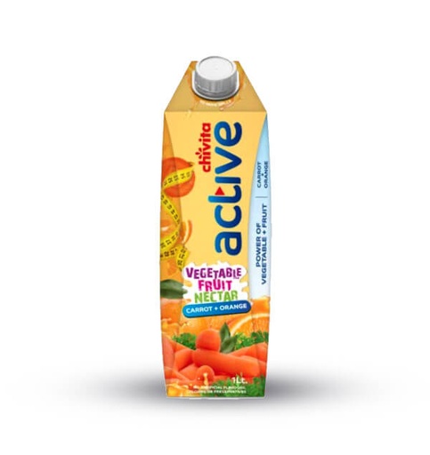 Chivita Active Power of Vegetables + Fruit  Carrot + Orange Fruit Juice 1LTR x 2