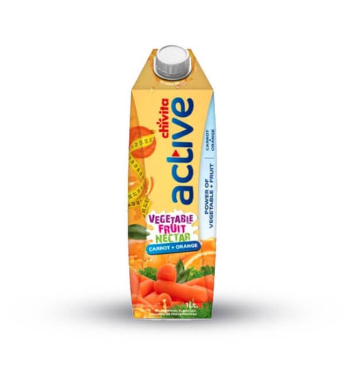 Chivita Active Power of Vegetables + Fruit  Carrot + Orange Fruit Juice 1LTR x 3