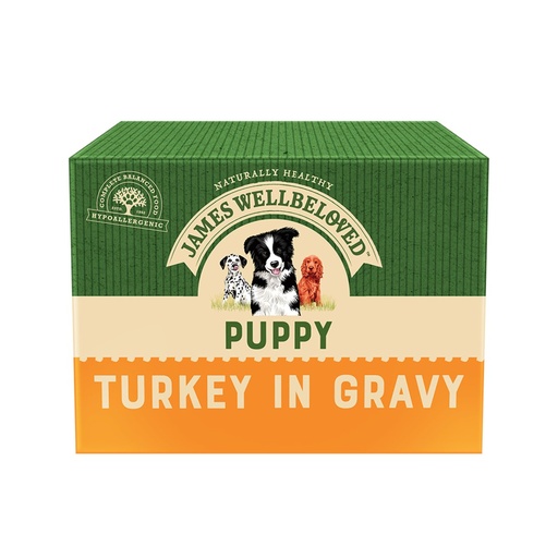 JAMES WELLBELOVED PUPPY / JUNIOR TURKEY IN GRAVY POUCH OF 40 WET DOG FOOD 6kg