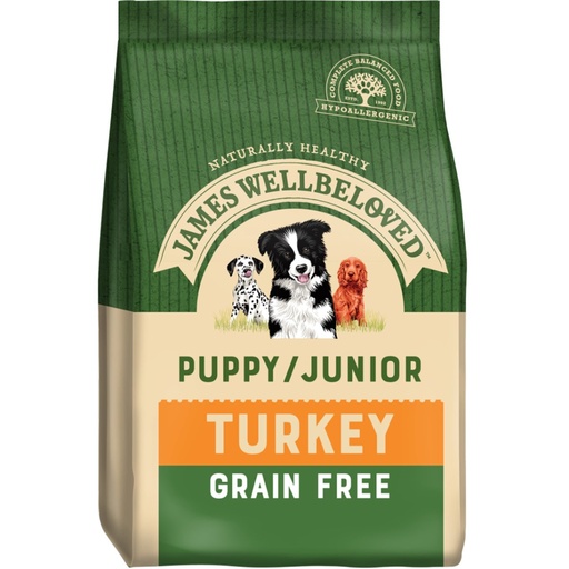 JAMES WELLBELOVED GRAIN FREE PUPPY / JUNIOR TURKEY &amp; VEG DRY DOG FOOD 4.5kg