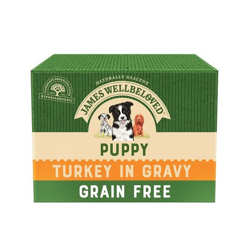 JAMES WELLBELOVED GRAIN FREE PUPPY / JUNIOR TURKEY IN GRAVY POUCH OF 48 WET DOG FOOD 4.8kg
