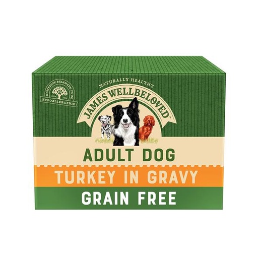 JAMES WELLBELOVED GRAIN FREE ADULT TURKEY IN GRAVY POUCH OF 48 WET DOG FOOD 4.8kg