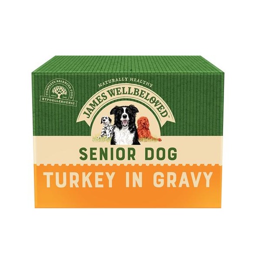 JAMES WELLBELOVED SENIOR TURKEY IN GRAVY POUCH OF 10 WET DOG FOOD 6kg
