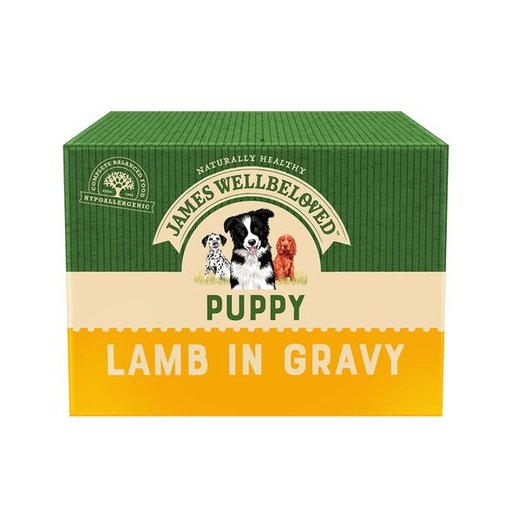 JAMES WELLBELOVED PUPPY / JUNIOR LAMB IN GRAVY POUCH OF 40 WET DOG FOOD 6kg
