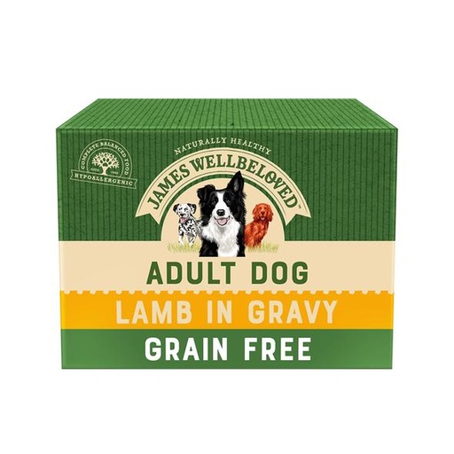 JAMES WELLBELOVED GRAIN FREE ADULT LAMB IN GRAVY POUCH OF 48 WET DOG FOOD 4.8kg