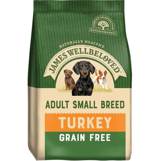 JAMES WELLBELOVED GRAIN FREE ADULT SMALL BREED TURKEY &amp; VEG DRY DOG FOOD 4.5KG