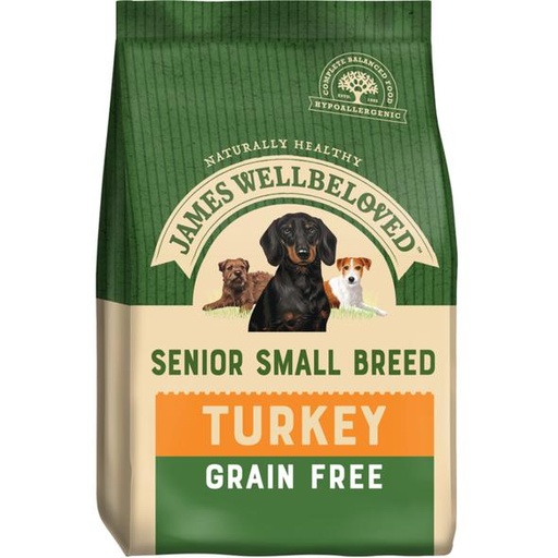JAMES WELLBELOVED GRAIN FREE SENIOR SMALL BREED TURKEY &amp; VEG DRY DOG FOOD 4.5kg