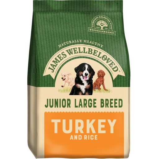 JAMES WELLBELOVED JUNIOR LARGE BREED TURKEY &amp; RICE DRY DOG FOOD 15kg