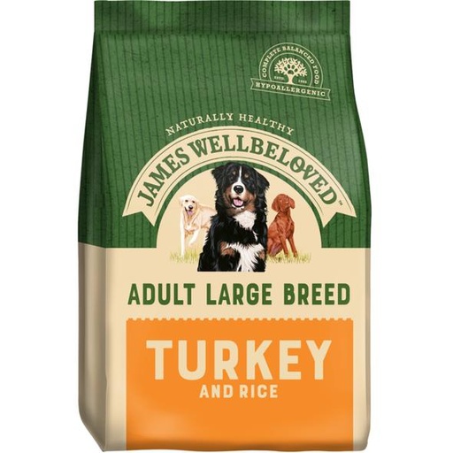 JAMES WELLBELOVED ADULT LARGE BREED TURKEY &amp; RICE DRY DOG FOOD 15kg