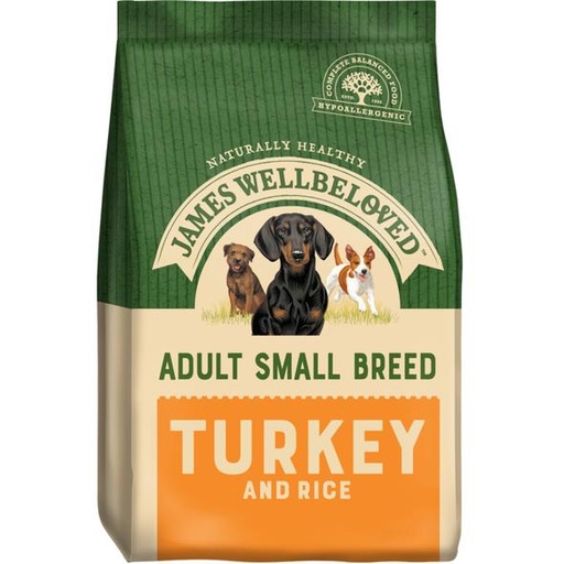 JAMES WELLBELOVED ADULT SMALL BREED TURKEY &amp; RICE DRY DOG FOOD 7.5kg