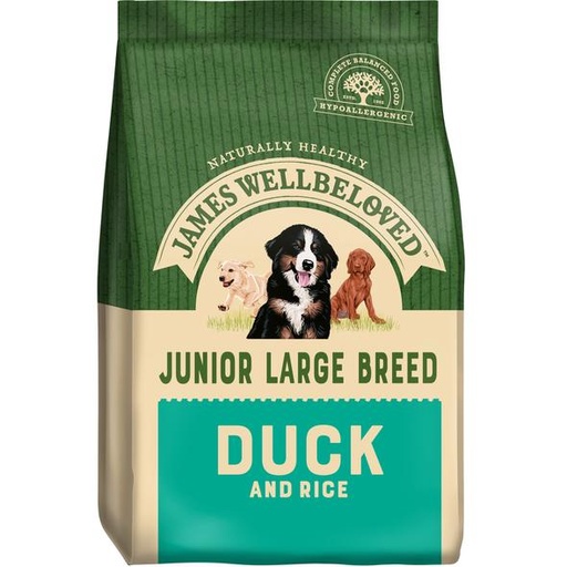JAMES WELLBELOVED JUNIOR LARGE BREED DUCK &amp; RICE DRY DOG FOOD 15kg