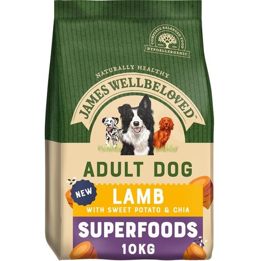 JAMES WELLBELOVED ADULT LAMB WITH SWEET POTATO &amp; CHIA DRY DOG SUPERFOODS 10kg
