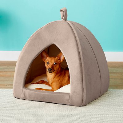 Frisco Tent Covered Cat &amp; Dog Bed, Beige, Large