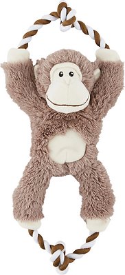 Frisco Plush with Rope Squeaking Monkey Dog Toy