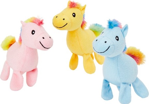 Frisco Retro Colorful Pony Plush Squeaky 3 Count Dog Toy