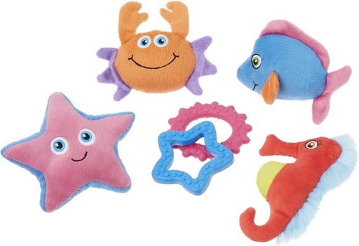 Frisco Aquatic Pals Plush &amp; TPR Variety Pack of 6 Dog Toy