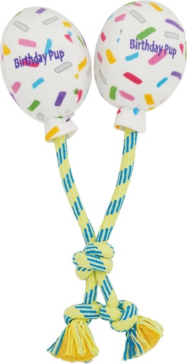 Frisco Birthday Balloon Bouquet Plush with Rope Squeaky Dog Toy