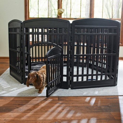 Frisco 8-Panel Plastic Exercise Dog Playpen, Black