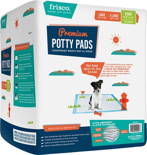 Frisco Unscented 30 Count Giant Dog Training &amp; Potty Pads, 27.5 x 44-in