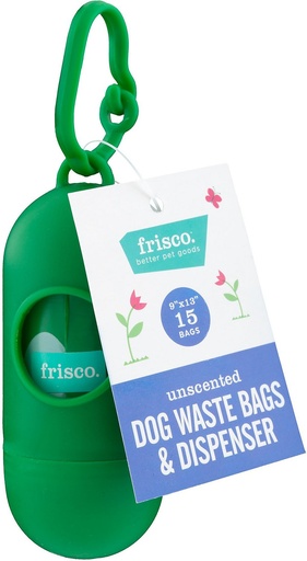 Frisco Unscented Dog Poop Bags + Dispenser, 15 count