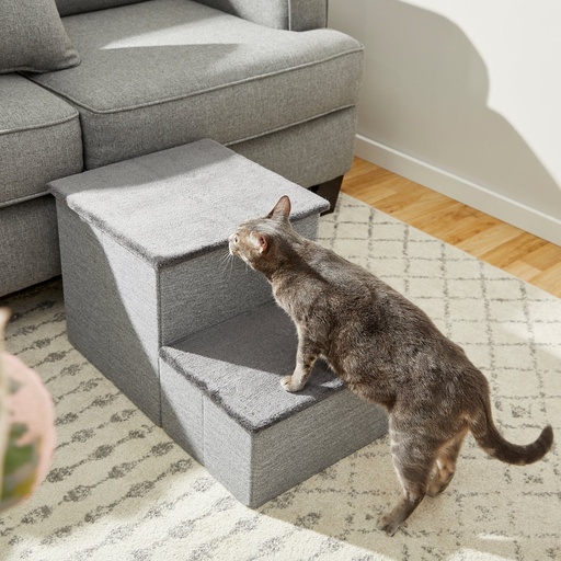 Frisco Collapsible Cat &amp; Dog Stairs &amp; Storage, Gray