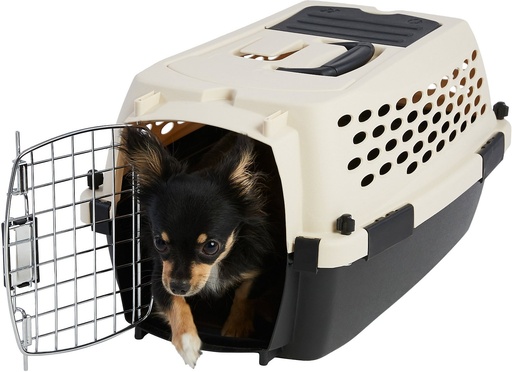 Frisco Plastic Dog &amp; Cat Kennel, Almond &amp; Black, X-Small