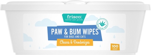 Frisco Deodorizing 100 Count Paw and Bum Wipes.