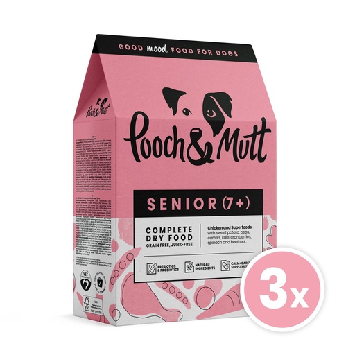 POOCH &amp; MUTT SENIOR COMPLETE SUPERFOOD GRAIN-FREE PACK OF 3 DRY DOG FOOD 1KG