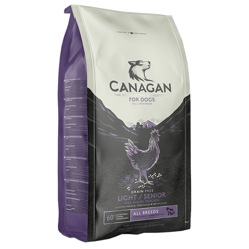 CANAGAN LIGHT / SENIOR FREE-RANGE CHICKEN GRAIN-FREE PUPPY AND ADULT DRY DOG FOOD 2KG