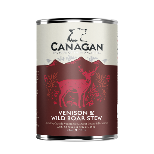 CANAGAN VENISON &amp; WILD BOAR STEW GRAIN-FREE PUPPY AND ADULT CASE OF 6 WET CANNED DOG FOOD 400G