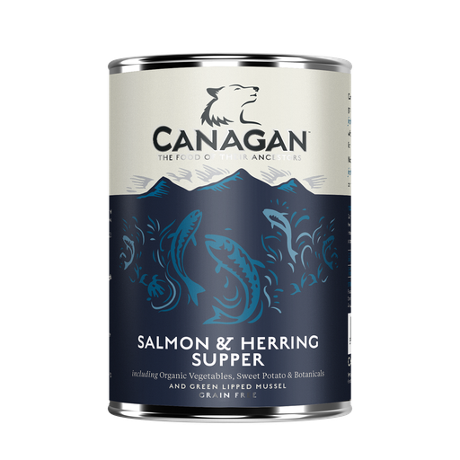 CANAGAN SALMON &amp; HERRING SUPPER GRAIN-FREE CASE OF 6 WET CANNED DOG FOOD 400G