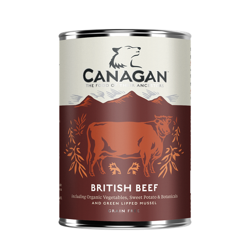 CANAGAN BRITISH BEEF GRAIN-FREE PUPPY AND ADULT CASE OF 6 WET CANNED DOG FOOD 400G