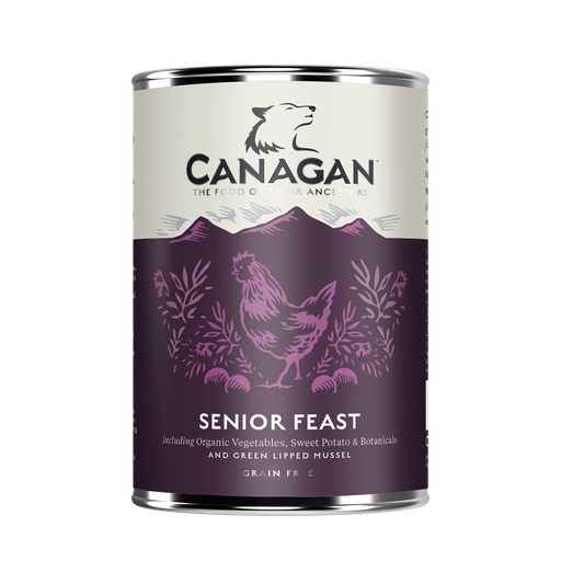 CANAGAN SENIOR FEAST GRAIN-FREE PUPPY AND ADULT CASE OF 6 WET CANNED DOG FOOD 400G