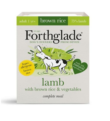 FORTHGALE Complete Meal with Brown Rice, Lamb with Brown Rice &amp; Vegetables Pack of 18 Natural Wet Dog Food 395g