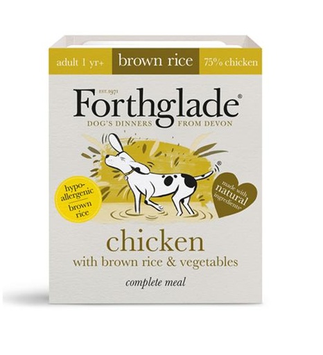 FORTHGALE Complete Meal Chicken with Brown Rice &amp; Vegetables Pack of 18 Adult Natural Wet Dog Food 395g