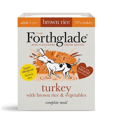 FORTHGALE Complete Meal Turkey with Brown Rice &amp; Vegetables Pack of 18 Puppy Natural Wet Dog Food 395g