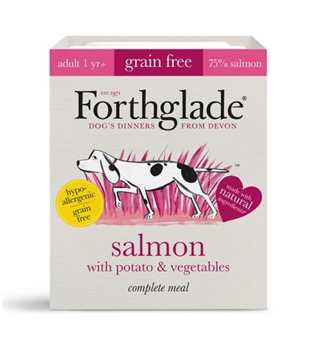 FORTHGALE Grain Free Salmon with Potato &amp; Vegetables Pack of 18 Natural Adult Wet Dog Food 395g