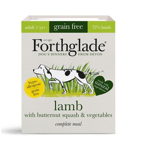 FORTHGALE Grain Free Lamb with Butternut Squash &amp; Vegetables Pack of 18 Natural Adult Wet Dog Food 395g