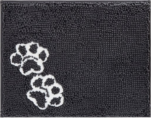 Frisco Microfiber Chenille Paw Print Mat, Gray, Small/Medium