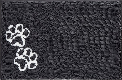Frisco Microfiber Chenille Paw Print Mat, Gray, Large