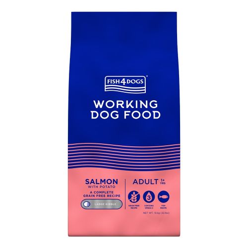 FISH4DOGS WORKING DOG SALMON ADULT LARGE KIBBLE GRAIN-FREE DRY DOG FOOD 15KG